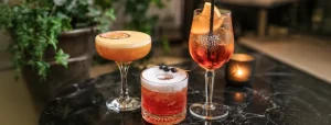 Three signature cocktails included in private dining drinks packages at La Vecchia Scuola Italian Restaurant in York.