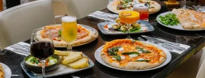 Italian dishes, pizzas and drinks served at a private dining event at La Vecchia Scuola in York.